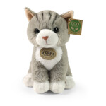 Plyšová kočka šedá sedící 23 cm, ECO-FRIENDLY SOFT