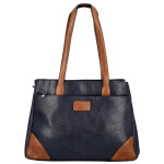 Trendy dámská koženková kabelka na rameno Remiga, tmavě modrá