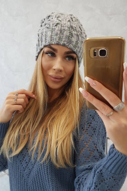 Fleecová čepice Roksana K209 šedá+fialová UNI