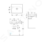 GEBERIT - Smyle Square Umyvadlo 550x440 mm, s přepadem, bez otvoru pro baterii, bílá 501.574.00.1