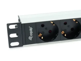 Equip 10" hliníková zásuvková lišta / PDU / 1U / SCHUKO - 4x CEE 7/5 / 16 A / 3500 W (333311)
