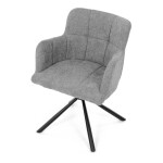 Židle jídelní, šedá látka, černý kov, otočný vratný mechanismus 90°/90° (L/P) - funkce reset