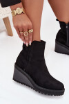Zateplené boty na platformě z eko semiše černé Mavona 39