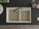 MEXEN/S - Tomas granitový dřez 2-bowly včetně baterie Duo, béžová 6516-69-671701-57-G