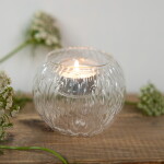 Storefactory Skleněný svícen na čajovou svíčku Skirebo Small, čirá barva, sklo