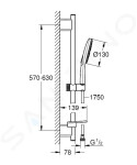 GROHE - Rainshower SmartActive Sada sprchové hlavice 130, 3 proudy, tyče 600 mm a hadice, chrom 26546000