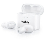 Niceboy HIVE Podsie 3 bílá / Bezdrátová sluchátka s mikrofonem / TWS / Bluetooth 5.1 / IPX5 / nabíjecí pouzdro (hive-podsie-3-white)