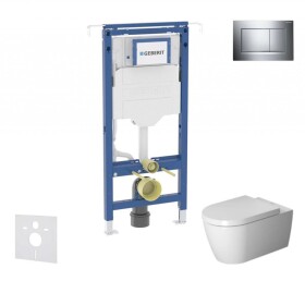 GEBERIT - Duofix Set předstěnové instalace, klozetu a sedátka Duravit ME by Starck, tlačítka Sigma30, Rimless, SoftClose, lesklý chrom/chrom mat SANI11CP1104
