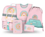 5 SET Zippy Duha růžový: aktovka, penál, sáček, zástěra, peněženka