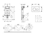 GEBERIT - Kombifix Set předstěnové instalace, kompaktního klozetu Gaia a sedátka softclose, tlačítko Sigma20, bílá/pozlacená SANI15CA3128