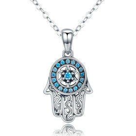 Elenys stříbný náhrdelník Hamsa Symbol ochrany