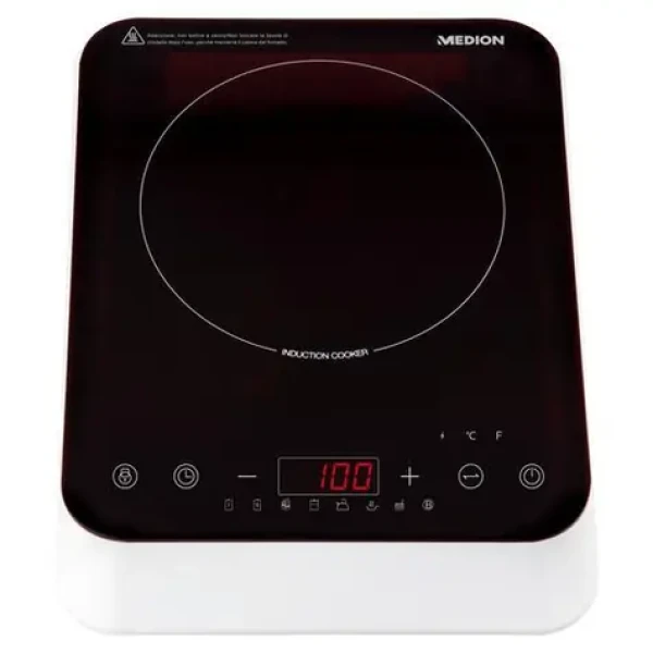 Medion LIFE MD 18490 černo-bílá / Indukční vařič / 2000 W / 10 úrovní výkonu / LED displej (50076206)