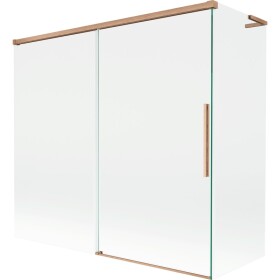 MEXEN/S - Rox L vanová zástěna 2-křídlová posuvná 170 + 70 x 150, transparent, měď kartáčovaná 8C9L-170-070-65-00