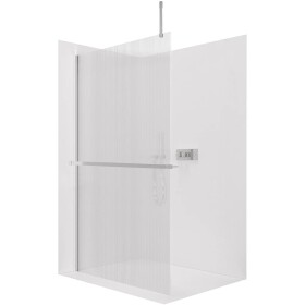 CERANO Sprchová zástěna Walk-in Onyx Top Cube L/P - 8 mm - hranatá vzpěra + polička/držák na ručníky - chrom, rýhované sklo - 100x200 cm