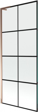 MEXEN/S - Next L vanová zástěna FIX 80 x 150, černá vzor, růžové zlato 895-080-000-03-77-60