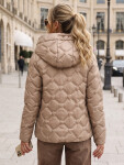 Dámská prošívaná přechodová bunda s kapucí, béžová, FashionStreet TY5882 M