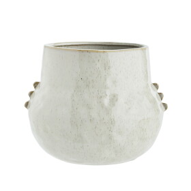 MADAM STOLTZ Kameninový obal na květináč Off White, krémová barva, keramika