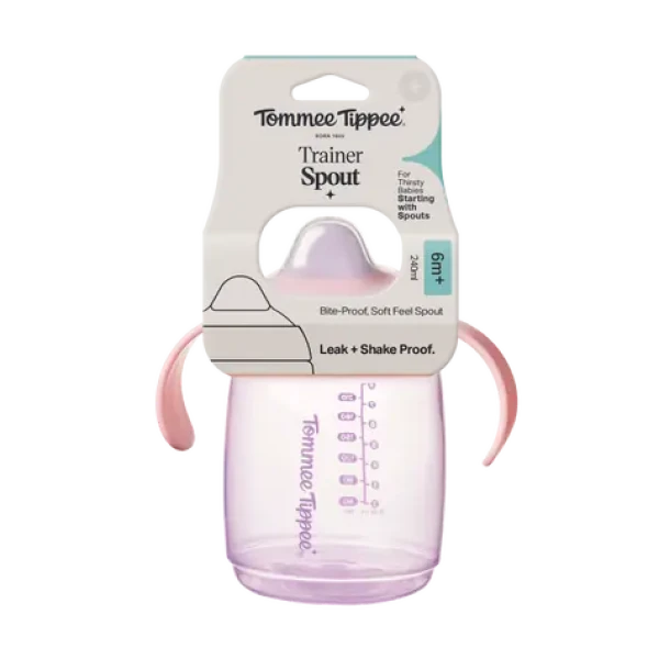 Tommee Tippee Tréninkový hrneček se savičkou 240 ml 6m+ růžová (448011-T)