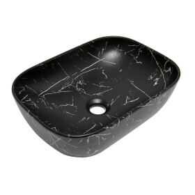 Umyvadlo na desku SAT Infinitio 45,5x32,5 cm mramor černá mat bez přepadu SATINF4532MRBKM SATINF4532MRBKM