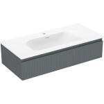 MEXEN/S - Rivel koupelnová skříňka 100 cm s umyvadlem Vela, 1 šuplík, reliéf , grafit mat/bílá mat 91A20-10023-1-BF66-W23M01