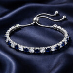 Tennis náramek s modrými a čirými zirkony Cianoti, Modrá 26 cm