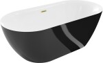 MEXEN/S - Roxy volně stojící vana 170 x 80, bílá/černá, sifon a přepad zlatá kartáčovaná 51201708075-55