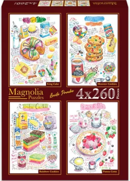 MAGNOLIA Puzzle Bábovka, Příšerkové sušenky, Duhové sušenky a Panna Cotta