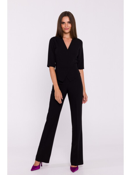 S377 Peplum overal - černý EU L