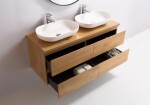 CERANO - Koupelnová skříňka Carole + deska pod umyvadlo Navira Pro - 36 mm - dub medový - 140x51,6x46 CER-668309