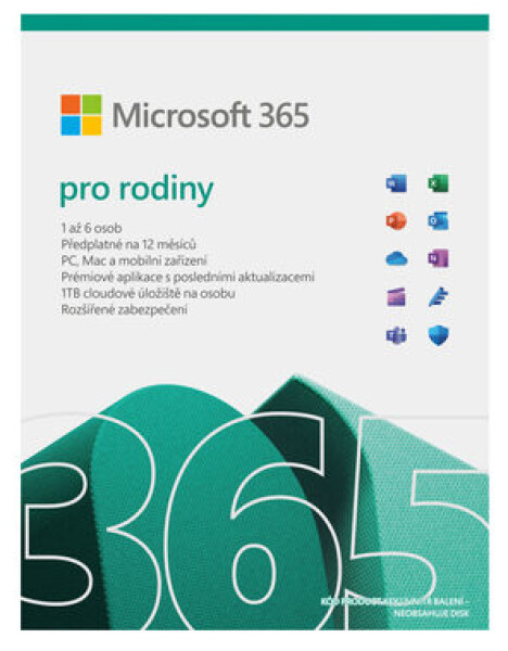 Microsoft 365 pro rodiny 1 rok elektronická licence EU 6GQ-00092 nová licence