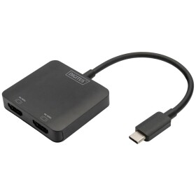 Digitus DS-45338 HDMI / USB-C® adaptér [1x USB-C® - 2x HDMI zásuvka] černá bez nabíjecí zásuvky, 4K UHD