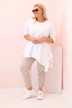 Dámská blůza Plus Size s bavlnou, kapsou a ohrnutým rukávem kiwi UNI