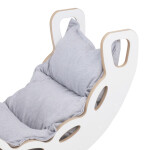 PLUSH NEST PLUSH NEST Dřevěné houpátko Mini 4v1 se stěnou na lezení, skluzavkou a polštářem (světle šedé / bílé)
