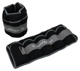 Lifefit Kotník-zápěstí S2 2x0,5-2,5 kg černá / Neoprenová zátěž / nastavitelná / suchý zip / pár