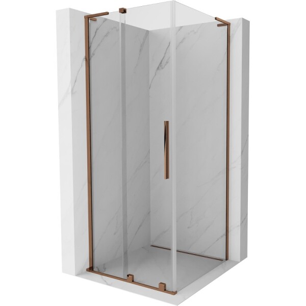 MEXEN/S - Velar L sprchový kout, posuvné dveře 120 x 120, transparent, růžové zlato 871-120-120-03-60