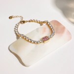 ELENYS Bella Pink – pozlacený náramek 18K žluté zlato Délka náramku: 17+3 cm / max. 20 cm