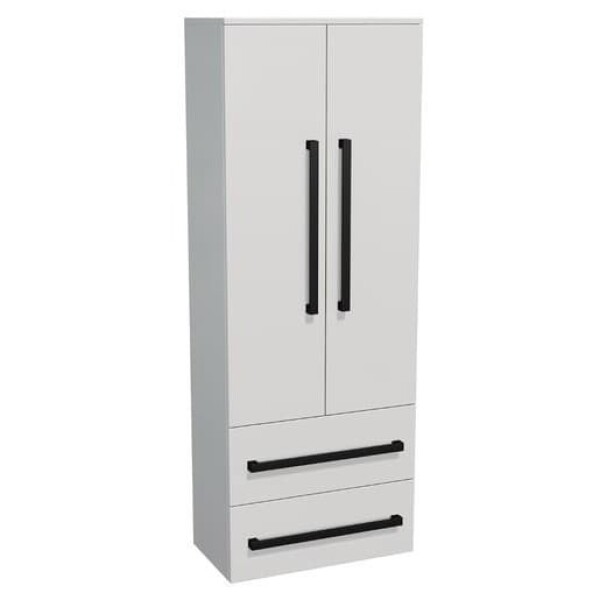 Koupelnová skříňka vysoká s černou úchytkou SAT Cube Way 60x163x33 cm bílá lesk lesk/mat CUBE3CV60BL CUBE3CV60BL