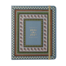 Rifle Paper Co. Akademický diář na 17 měsíců 2026/2027 Paisley Stripe, zelená barva, textil