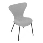 Židle jídelní, stříbrná látka, nohy černý kov