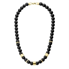 Pánský korálkový náhrdelník Joaquin Gold - 10 mm černý Onyx, Černá 47 cm