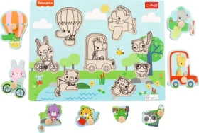 Trefl - Vkládačka - Dřevěná vkládačka Fisher Price Zvířátka