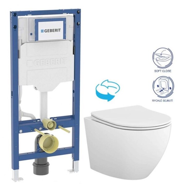 GEBERIT Duofix bez tlačítka + WC CERSANIT DESSE VORTEX /VÍROVÉ SPLACH/ + SEDÁTKO 111.300.00.6 ES1