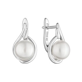 Stříbrné náušnice s bílou perlou Alba, stříbro 925/1000, Stříbrná Bílá