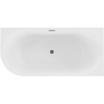 MEXEN/S - Gia volně stojící rohová vana reliéf pravá 170 x 80, bílá lesk, sifon a přepad grafit kartáčovaná 52701708000P-66