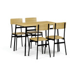 Jídelní set s 4 židlemi, 110x70x76cm, mdf, divoký dub, AUT-O2155 OAK