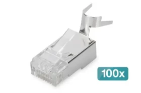 Digitus RJ45 konektor Cat6a stíněný, pro kulatý kabel / Modulární konektor / 8P8C / 100 ks / pozlacené kontakty (AK-219604-100)