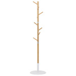 Věšák dřevěný stojanový, masiv bambus, bílá barva + přírodní odstín