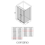 CERANO - Sprchový kout Antelo L - L/P - 6 mm - černá matná, transparentní sklo - 140x50 - otočný CER-666394