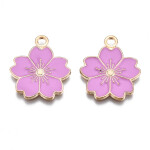 Kovový přívěsek - květ sakury - fialový - 20,5 x 17,5 x 1,5 mm - 1 ks