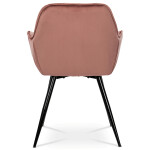 Jídelní židle, potah strorůžová sametová látka, kovová 4nohá podnož, černý lak